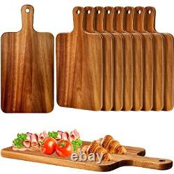 10 Pcs Wood Cutting Board with Handle 15.7 x 7.8 Inch Wooden Serving Board