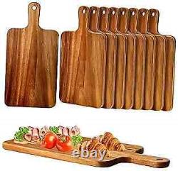 10 Pcs Wood Cutting Board with Handle 15.7 x 7.8 Inch Wooden Serving Board