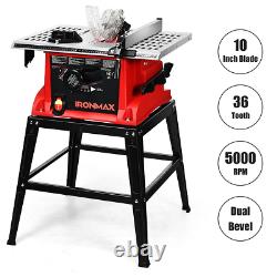 10 Table Saw Electric Cutting Machine Aluminum Tabletop Woodworking With Stand