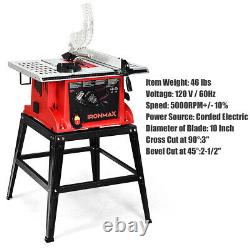 10 Table Saw Electric Cutting Machine Aluminum Tabletop Woodworking with Stand