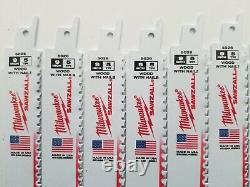 (100) MILWAUKEE 48-00-5026 THE AX 9 5TPI Sawzall Blade withnails Made in USA NEW