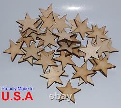 1000 pc. Laser Cut Wood Stars Craft Supplies Flag Sign Making 1/2 Wooden Stars