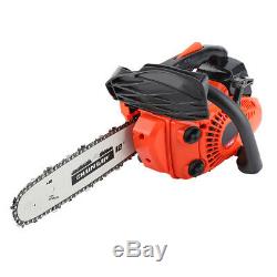 12 25.4CC Gas Powered Wood Chainsaw Chain Saw Machine Trimming Cutting Tool US