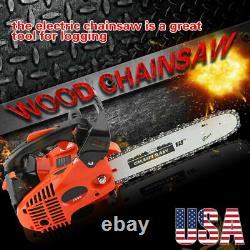 12 3000r/min Bar Gas Powered Chainsaw Chain Saw Wood Cutting 25CC Crankcase USA