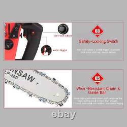12'' Cordless Electric Wood Cutting Chain Saw Cutter Rechargeable 21V Battery