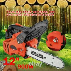 12 Inch 25.4CC Gas Powered Wood Chainsaw Chain Saw Machine Trimming Cutting Tool