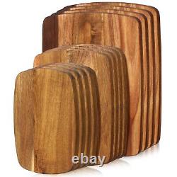 12 Pcs Thick Acacia Wood Cutting Boards for Kitchen Reversible Wooden Choppin