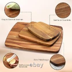 12 Pcs Thick Acacia Wood Cutting Boards for Kitchen Reversible Wooden Choppin