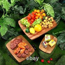 12 Pcs Thick Acacia Wood Cutting Boards for Kitchen Reversible Wooden Choppin