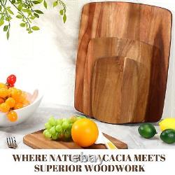 12 Pcs Thick Acacia Wood Cutting Boards for Kitchen Reversible Wooden Choppin