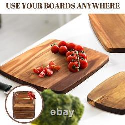 12 Pcs Thick Acacia Wood Cutting Boards for Kitchen Reversible Wooden Choppin