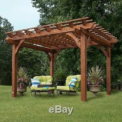12' x 10' Cedar Pergola Backyard Patio Wood is pre-cut, pre-drilled, pre-stained
