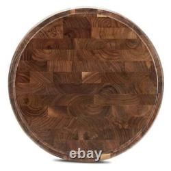 16 Inches Round Walnut Wood Butcher Block Cutting Board for 16L x 16W