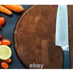 16 Inches Round Walnut Wood Butcher Block Cutting Board for 16L x 16W