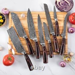 17-Piece Master Chef Knife Block Set Damascus Steel & Acacia Wood Block