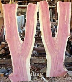 2 XXX Cedar Live Edge Boards 60 by 27 Slabs Cedar Crotch Cut Figure Grain Wood