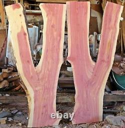2 XXX Cedar Live Edge Boards 60 by 27 Slabs Cedar Crotch Cut Figure Grain Wood