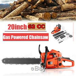 20 3.5HP 62CC Gas Powered Chain Saw Chainsaw Wood Cutting 2 Strokes Gas Powered