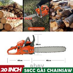 20 58CC Gas Chainsaw 2 Cycle Aluminum Crankcase Chain Saw Wood Cutting Machine