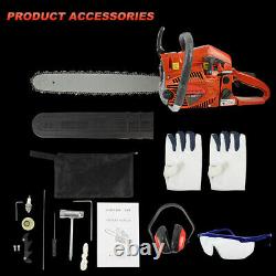 20 58CC Gas Chainsaw Wood Cutting Aluminum Crankcase Easy Start Outdoor Power