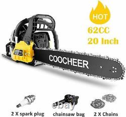 20 62CC Gas Chainsaw 2-Stroke Aluminum Crankcase Chain Saw Wood Cutting Machine