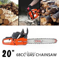 20 68CC Gasoline Chainsaw Cutting Wood Gas Sawing Aluminum Crankcase Chain Saw