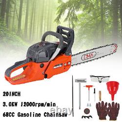 20 68CC Gasoline Chainsaw Cutting Wood Gas Sawing Aluminum Crankcase Chain Saw