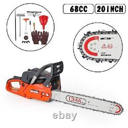 20 68CC Gasoline Chainsaw Cutting Wood Gas Sawing Aluminum Crankcase Chain Saw