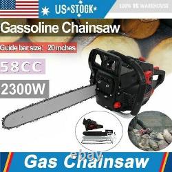 20'' Bar 58CC Gasoline Chainsaw 4.0HP Gas Powered Wood Cutting Chain Saw NEW US