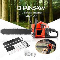 20 Bar Gas Powered Chainsaw Chain Saw 58cc Wood Cutting Aluminum Crankcase NEW