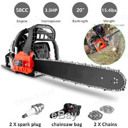 20 Inch Gas Chainsaw 58CC 2-Stroke Gas Powered Chain Saw for Cutting Wood