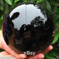 200mm Huge Asian Quartz Black Magic Crystal Cut Healing Ball Sphere +Wood Stand