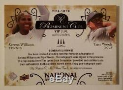 2019 UD National Tiger Woods Serena Williams Prominent Cuts Dual Auto SP /5 HOT