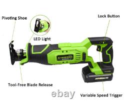 20V Max Lithium Ion Compact Cordless Reciprocating Saw Cutting Tool + 6 Blades