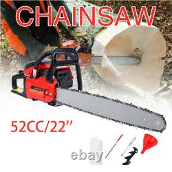 22 Bar Gas Powered Chainsaw Chain Saw 52cc Wood Cutting withAluminum Crankcase