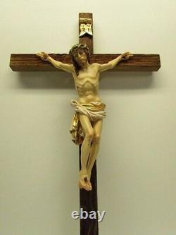 22 Dolomiten Crucifix in Wood Rustic Style Unique Rough Cut Cross Painted