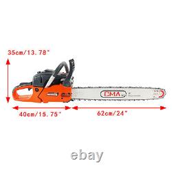 24 68CC Gasoline Chainsaw Cutting Wood Gas Sawing Aluminum Crankcase Chain Saw