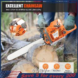 24 Inch Gasoline Chainsaw Cutting Wood Gas Sawing Crankcase Chain Saw 72cc NEW