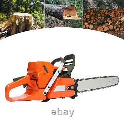 24 Inch Gasoline Chainsaw Cutting Wood Gas Sawing Crankcase Chain Saw 72cc NEW