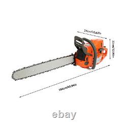 24 Inch Gasoline Chainsaw Cutting Wood Gas Sawing Crankcase Chain Saw 72cc NEW