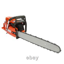 24 Inch Gasoline Chainsaw Cutting Wood Gas Sawing Crankcase Chain Saw 72cc NEW