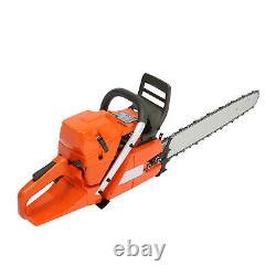 24 Inch Gasoline Chainsaw Cutting Wood Gas Sawing Crankcase Chain Saw 72cc NEW