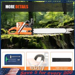 24 Inch Gasoline Chainsaw Cutting Wood Gas Sawing Crankcase Chain Saw 72cc NEW