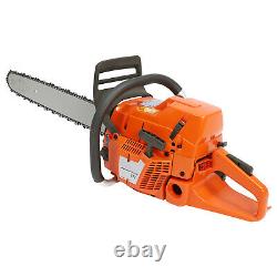 24 Inch Gasoline Chainsaw Cutting Wood Gas Sawing Crankcase Chain Saw 72cc NEW