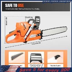 24 Inch Gasoline Chainsaw Cutting Wood Gas Sawing Crankcase Chain Saw 72cc NEW