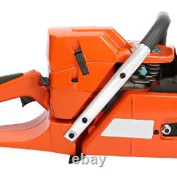 24 Inch Gasoline Chainsaw Cutting Wood Gas Sawing Crankcase Chain Saw 72cc NEW