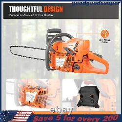 24 Inch Gasoline Chainsaw Cutting Wood Gas Sawing Crankcase Chain Saw 72cc NEW