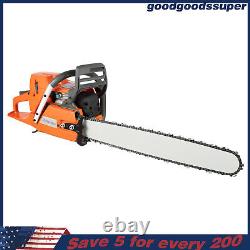 24 Inch Gasoline Chainsaw Cutting Wood Gas Sawing Crankcase Chain Saw 72cc NEW