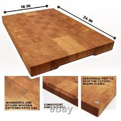 24x16 Wood Cutting Board, End Grain Board for Kitchen, Large Wooden Cutting Board