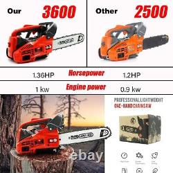 25.4CC Gas Chainsaw 12'' Top Handle Gasoline Powered Chain Saw 2-Stroke 1000W